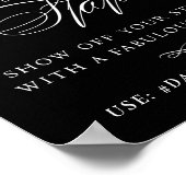 Elegant Selfie-station White Script Smile Hashtag Poster (Hoek)