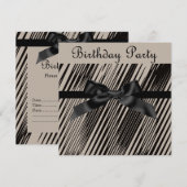 ELEGANT SEPIA BLACK BOW PARTIJ INVITATIE KAART (Voorkant / Achterkant)