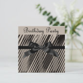 ELEGANT SEPIA BLACK BOW PARTIJ INVITATIE KAART (Staand voorkant)