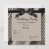 ELEGANT SEPIA BLACK BOW PARTIJ INVITATIE KAART (Achterkant)