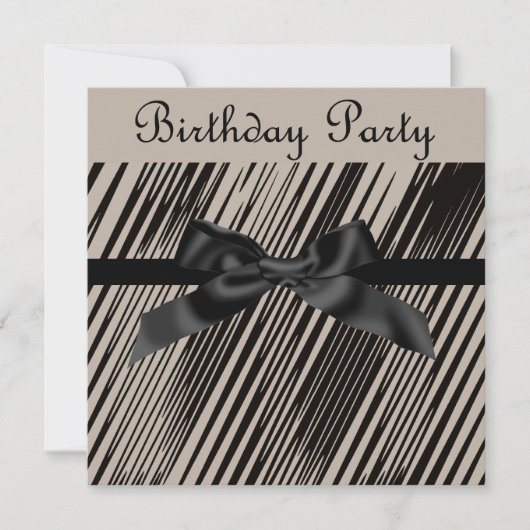 ELEGANT SEPIA BLACK BOW PARTIJ INVITATIE KAART (Voorkant)