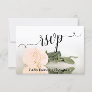 Elegant Sepia Peach Roos Reflections Wedding RSVP Kaartje