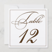 Elegant Sepia Script Table Number Kaarten (Voorkant)