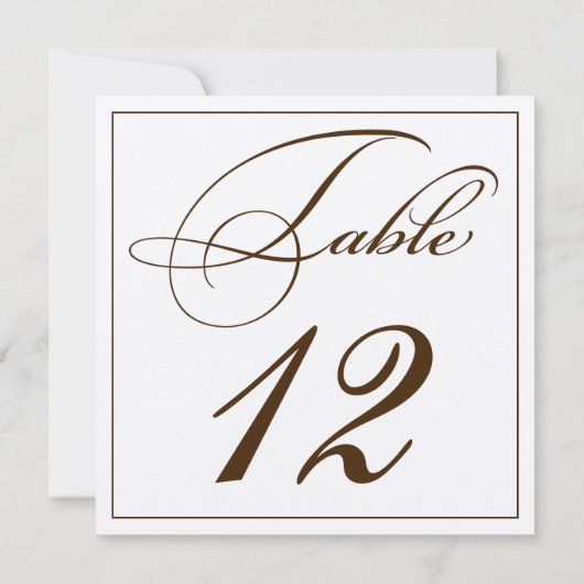 Elegant Sepia Script Table Number Kaarten (Achterkant)