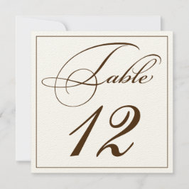 Elegant Sepia Script Table Number Kaarten