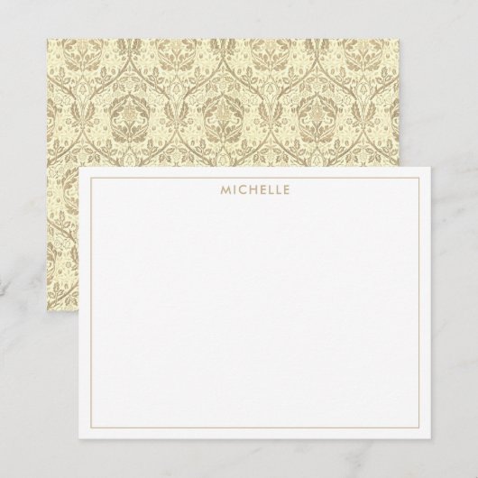 Elegant sepia tan bloempatroon notitiekaartje (Voorkant / Achterkant)