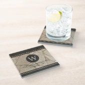 Elegant Sepia Toned Crack Stones Glazen Onderzetter (Schuin)