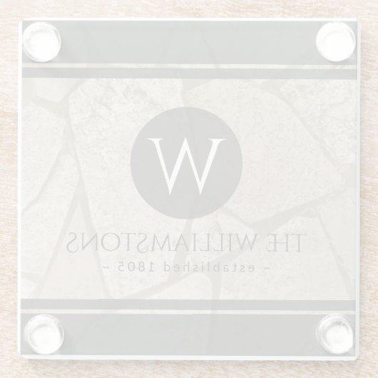 Elegant Sepia Toned Crack Stones Glazen Onderzetter (Achterkant)