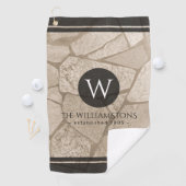 Elegant Sepia Toned Crack Stones Golfhanddoek (Insitu)