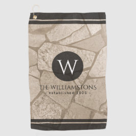 Elegant Sepia Toned Crack Stones Golfhanddoek