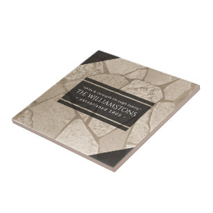 Elegant Sepia Toned Crack Stones Tegeltje