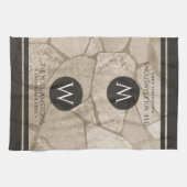 Elegant Sepia Toned Crack Stones Theedoek (Horizontaal)