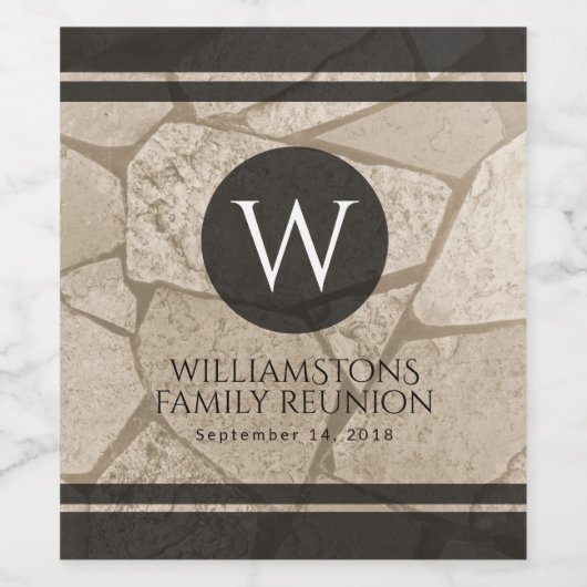 Elegant Sepia Toned Crack Stones Wijn Etiket (Enkel label)