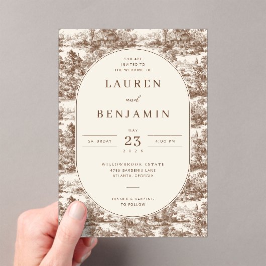 Elegant Sepia Vintage Illustrations Acryl Uitnodigingen (Insitu (Draagbaar))