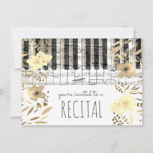 elegant sepia waterverf bloemen muziekoverweging kaart