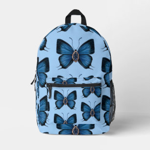 Elegant September Blauw Saffier Vlinderpatroon Bedrukte Rugzak