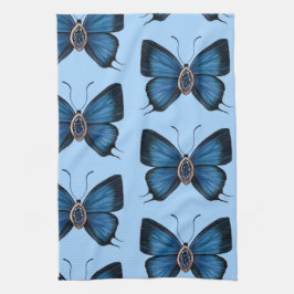 Elegant September Blauw Saffier Vlinderpatroon Theedoek