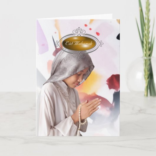 Elegant Sequin Eid Mubarak Holiday Card Feestdagen Kaart (Voorkant)