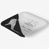 Elegant Sequin Stiletto, Silver & Black Birthday Papieren Bordje (Gebogen)