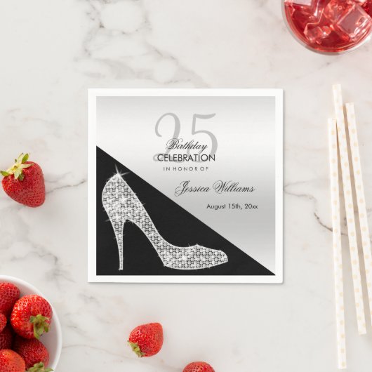 Elegant Sequin Stiletto, Silver & Black Birthday Servet (Insitu)