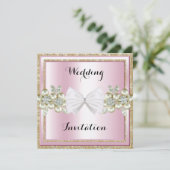 Elegant Sequins & Floral Pareltjes Glitter Bow Wed Kaart (Staand voorkant)