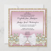 Elegant Sequins & Floral Pareltjes Glitter Bow Wed Kaart (Achterkant)