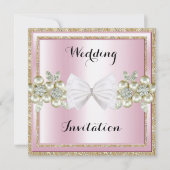 Elegant Sequins & Floral Pareltjes Glitter Bow Wed Kaart (Voorkant)