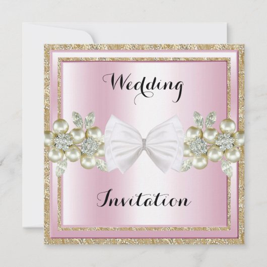 Elegant Sequins & Floral Pareltjes Glitter Bow Wed Kaart (Voorkant)