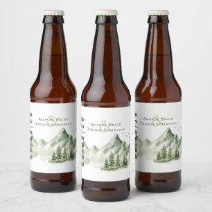 Elegant sereen groen berglandschap bier etiket