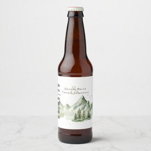 Elegant sereen groen berglandschap bier etiket (Voorkant)