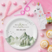 Elegant sereen groen berglandschap papieren bordje (Feest)