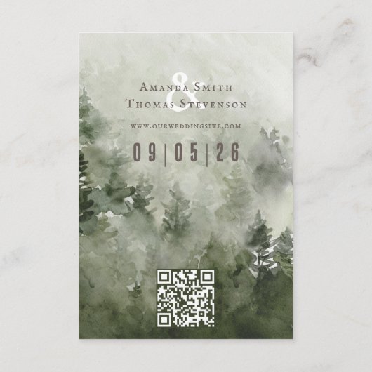 Elegant sereen groen berglandschap QR-code Informatiekaartje (Achterkant)