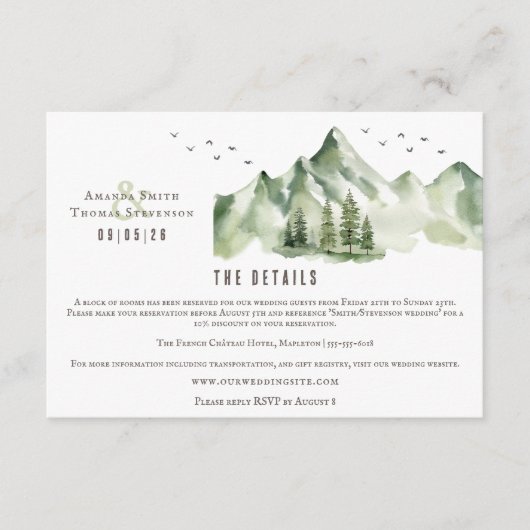 Elegant sereen groen berglandschap QR-code Informatiekaartje (Voorkant)