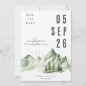 Elegant sereen groen berglandschap save the date (Voorkant)