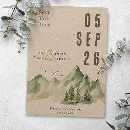 Elegant sereen groen berglandschap save the date