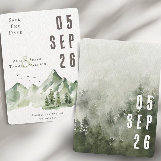 Elegant sereen groen berglandschap save the date