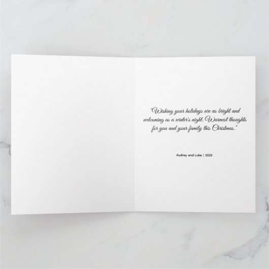 Elegant Serene winter scene adorned with lights Kaart (Binnen)