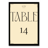 Elegant Serif Black Cream Monogram Table Number Kaart (Achterkant)