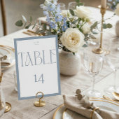 Elegant Serif Blauw Grijs Monogram Tafelnummer
