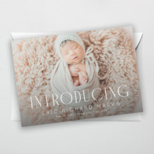 Elegant Serif Introductie Baby Foto Geboorte Aankondiging