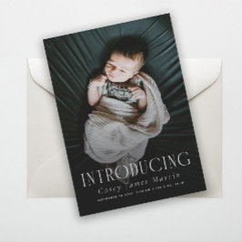 Elegant Serif Introductie Baby Foto Geboorte Aankondiging