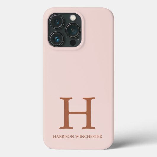 Elegant serif monogram naam gewone zwarte roze Case-Mate iPhone case (Achterkant)