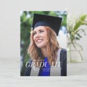 Elegant Serif Photo Afstuderen Announement Aankondiging (Staand voorkant)