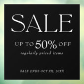 Elegant Serif Retail Black Sale Window Cling Raamsticker (Vel 3)