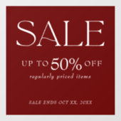 Elegant Serif Retail Burgundy Red Sale Raamsticker (Vel)