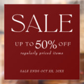 Elegant Serif Retail Burgundy Red Sale Raamsticker (Vel 2)