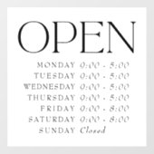 Elegant Serif Retail Open Sign Store Uren Raamsticker (Vel)