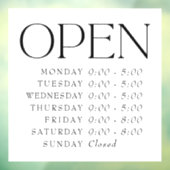 Elegant Serif Retail Open Sign Store Uren Raamsticker (Vel 3)