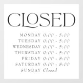 Elegant Serif winkel gesloten bord openingstijden Raamsticker (Vel)