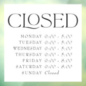 Elegant Serif winkel gesloten bord openingstijden Raamsticker (Vel 3)